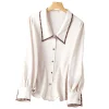 Original manufacturer Hong Kong Style Women's Clothing 2022 Autumn new satin chiffon shirt, long-sleeved women's shirt 2063 Item Picture